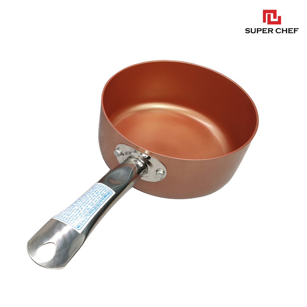 Nồi Chống Dính Ceramic Cán Dài Super Chef Cao Cấp Siêu Bền Bỉ Không Bong Tróc, Chống Ăn Mòn, Đảm Bảo An Toàn Sức Khỏe Kèm Nắp Kính ( Size 14, 18 cm)