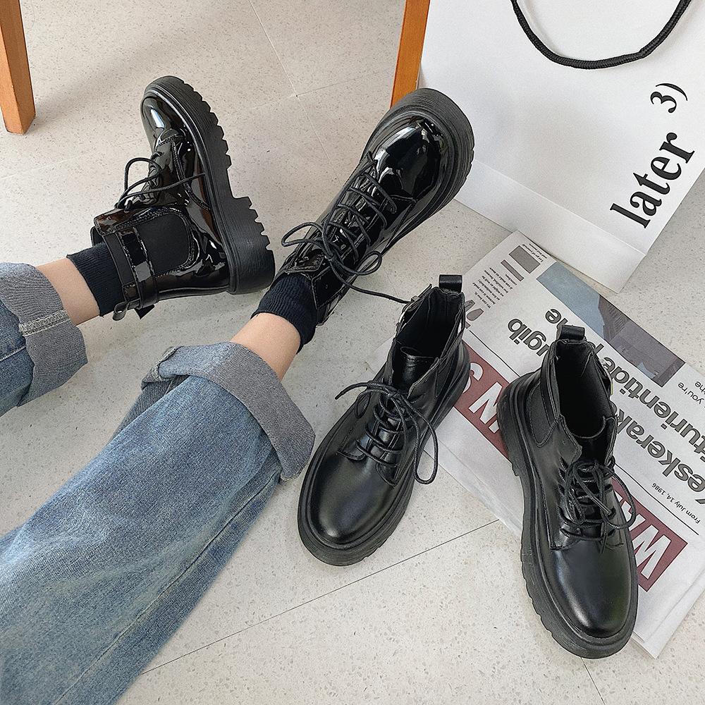 Giày bốt da PU màu bóng/ nhám siêu cá tính thời trang