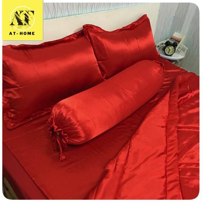 Bộ 4 Món Ga Gối Phi Lụa Thương hiệu LAN PHAM BEDDING Mát Mịn - Đỏ Tươi