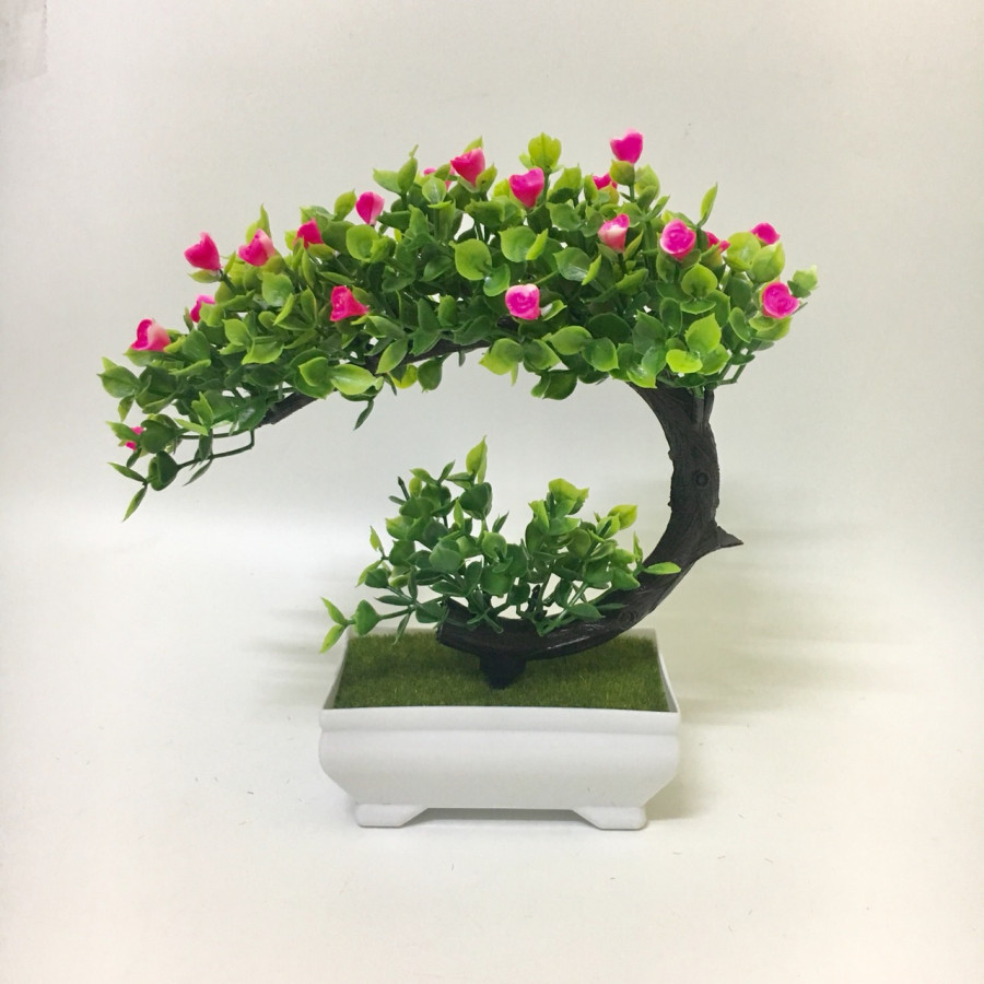 Chậu cây bon sai tài lộc phú quý để bàn trang trí - cây giả mini