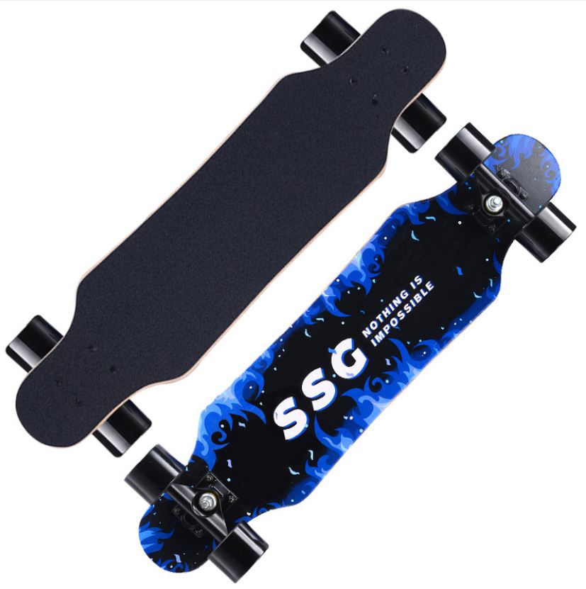 Ván Trượt Thể Thao Dài Mặt Có Nhám Longboard 80cm Bánh Cao Su Màu đen Ép 8 Lớp( Mẫu không phát sáng)