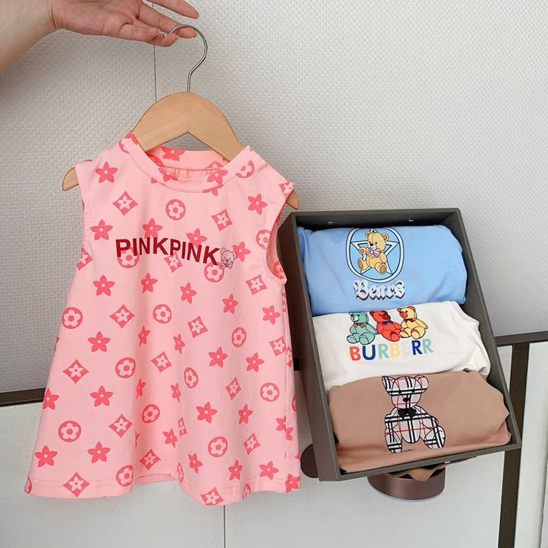 SET 3 VÁY COTTON SÁT NÁCH THOÁNG MÁT CHO BÉ GÁI FORM SUÔNG THOẢI MÁI