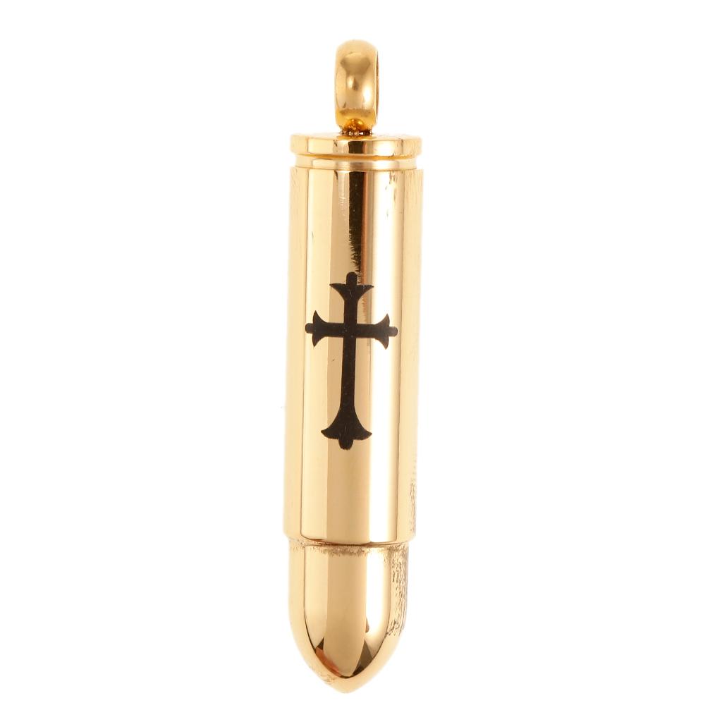 Silver/Gold Stainless Steel Cross Bullet Pendant Cremation Jewelry for Ashes