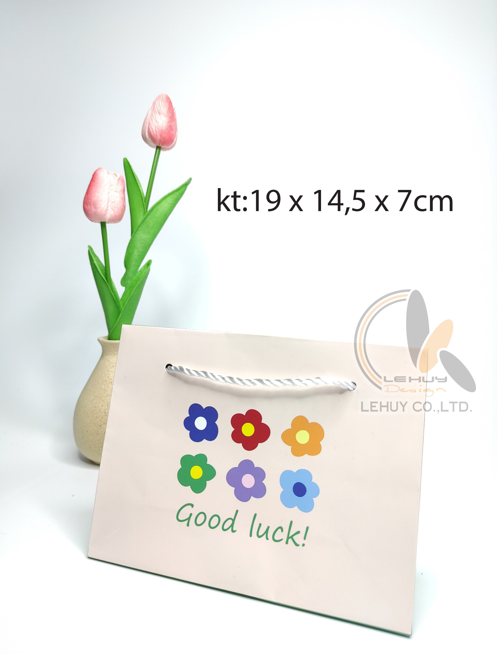 TÚI GIẤY ĐẸP GOOG LUCK HOẠ TIẾT KT 19X14.5X7 CM (COMBO 50 TÚI)