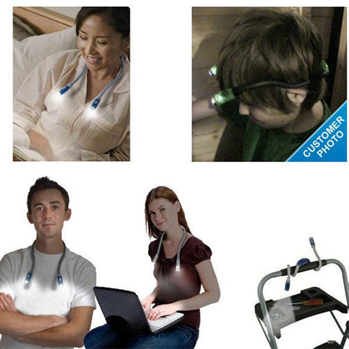 Đèn led đọc sách đeo cổ với 3 chế độ sáng, dùng 2 pin AAA