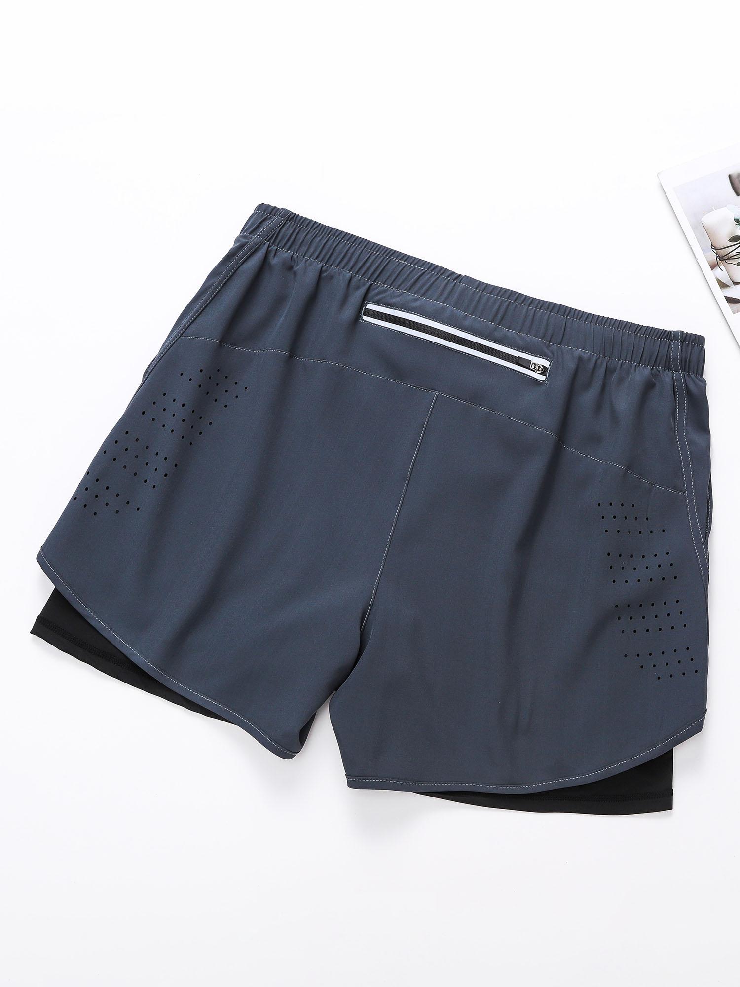 Quần short thể thao nam có lót 2 trong 1 kèm túi Quần short thể dục chạy xe đạp nhanh khô