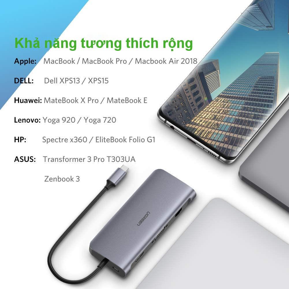 Bộ chuyển đổi đa năng UGREEN CM121 CM212 cho MacBook, Dell XPS 13, và thiết bị máy tính điện thoại hỗ trợ USB type C - Hàng chính hãng