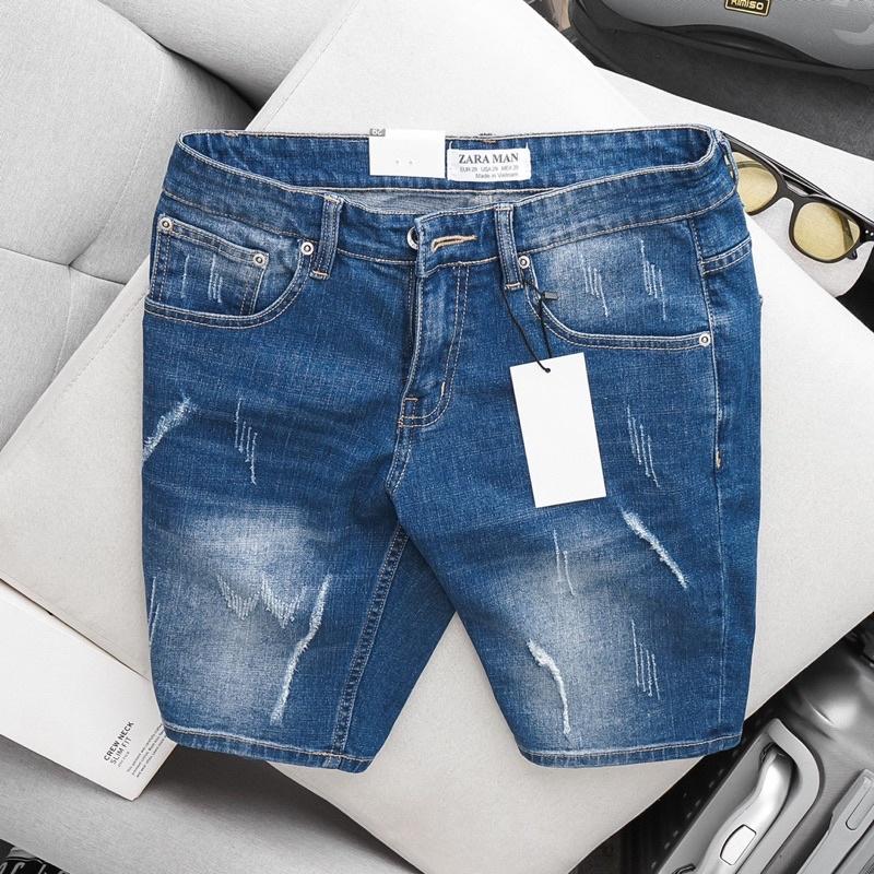 Quần Short Bò Jean Nam Slimfit ôm vừa Xuất Xịn co giãn không phai màu