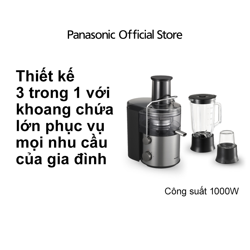 Máy ép trái cây đa năng Panasonic MJ-CB800SRA- Ép hiệu quả với mâm xay 100% kim loại - Công suất 1000W dung tích 2.0L - Kèm cối sinh tố cối xay khô - Hàng chính hãng