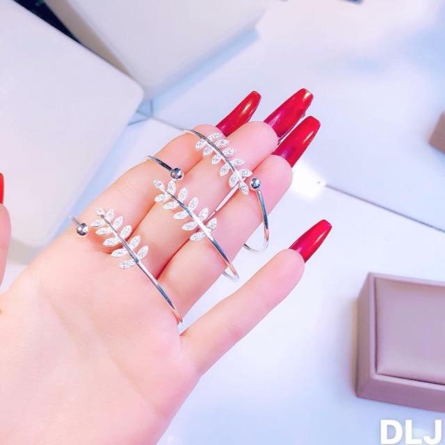Lắc tay lá gắn đá nhân tạo trắng nhỏ