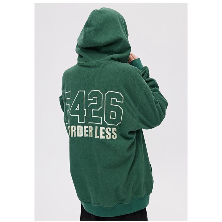 Áo Hoodie Zip Unisex Nỉ Ngoại In Chữ F426 Xanh Lá
