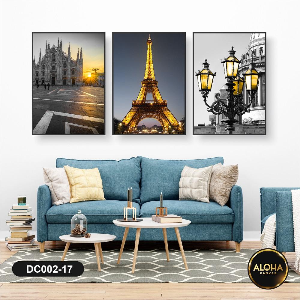 Set 3 tranh vải canvas treo tường kèm khung tranh trang trí - Tranh decor phòng khách, Trang treo cầu thang, Phòng ngủ