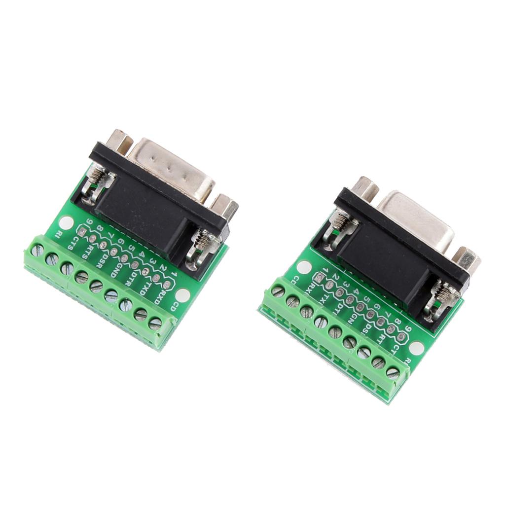 9Pin DB9 Solderlessterminal Nữ/Nam RS232 RS485 Kết Nối Adapter