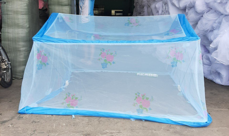 Mùng xếp gấp gọn chống muỗi cao cấp A dùng được cho cả giường 1m6 x 2m và 1m8 x 2m họa tiết hoa lá - thông minh, tiện lợi, tiết kiệm không gian phòng ngủ