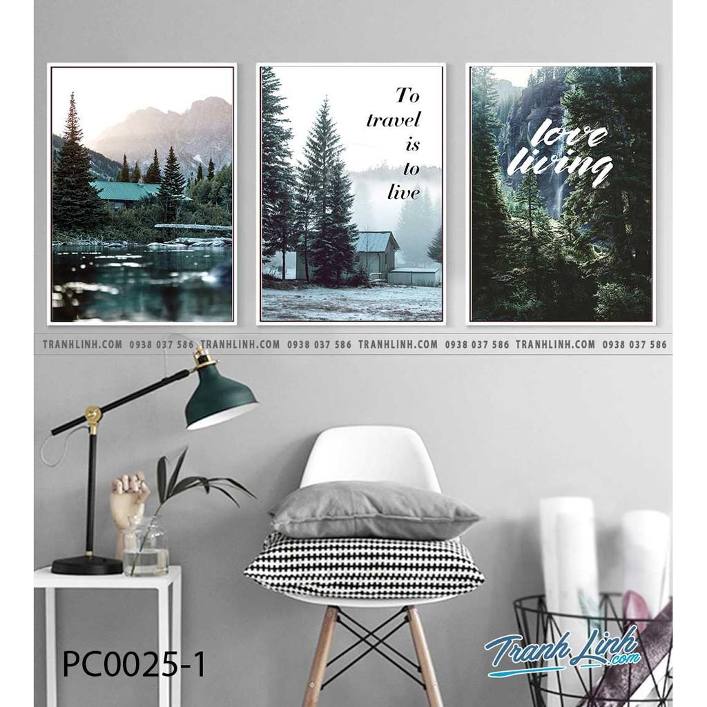 Bộ 3 tranh canvas màu xanh thiên nhiên