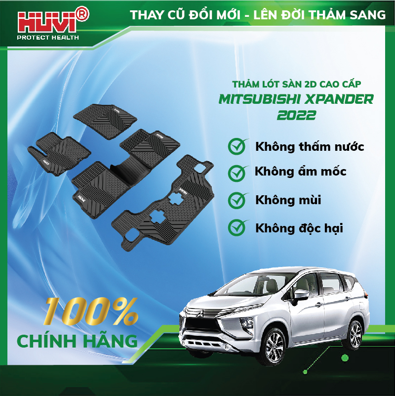 Thảm lót sàn ô tô Mitsubishi Xpander 2022 nhựa nguyên sinh TPE cao cấp không mùi