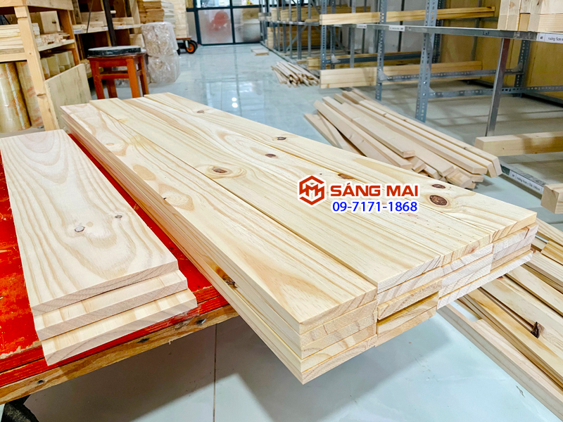 Tấm gỗ thông mặt rộng 9cm x dày 1cm x dài 120cm + láng mịn 4 mặt