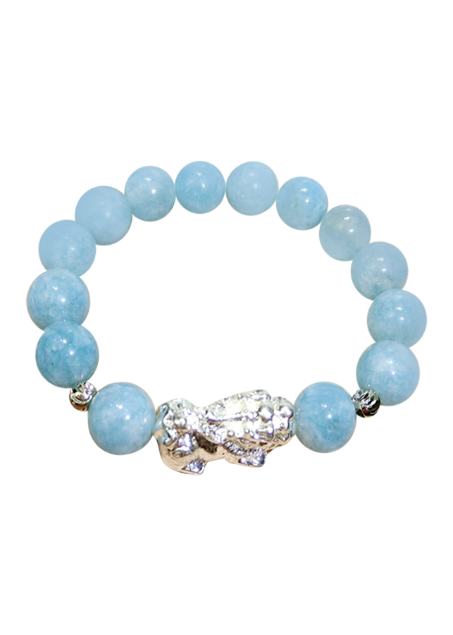 Vòng Tay Đá Aquamarine Charm Tỳ Hưu