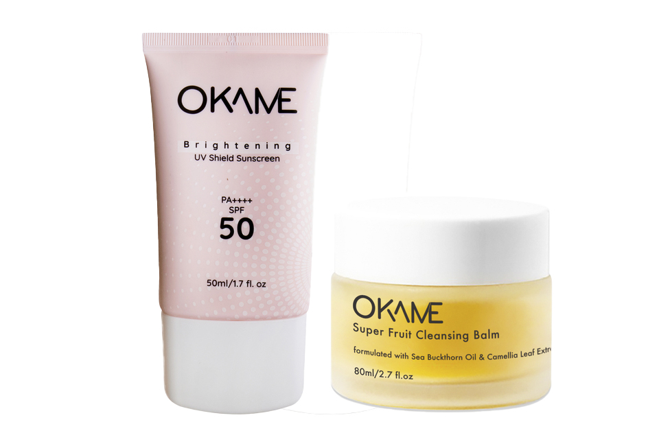 Combo Kem Chống Nắng Okame 50ml và Sáp Tẩy Trang Dễ Nhũ Hóa 80ml