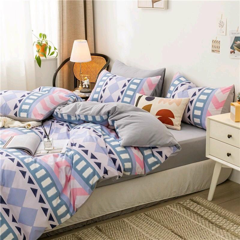 Bộ chăn ga Cotton thổ cẩm tím lạ mắt mâu mới - Hàng nhập khẩu