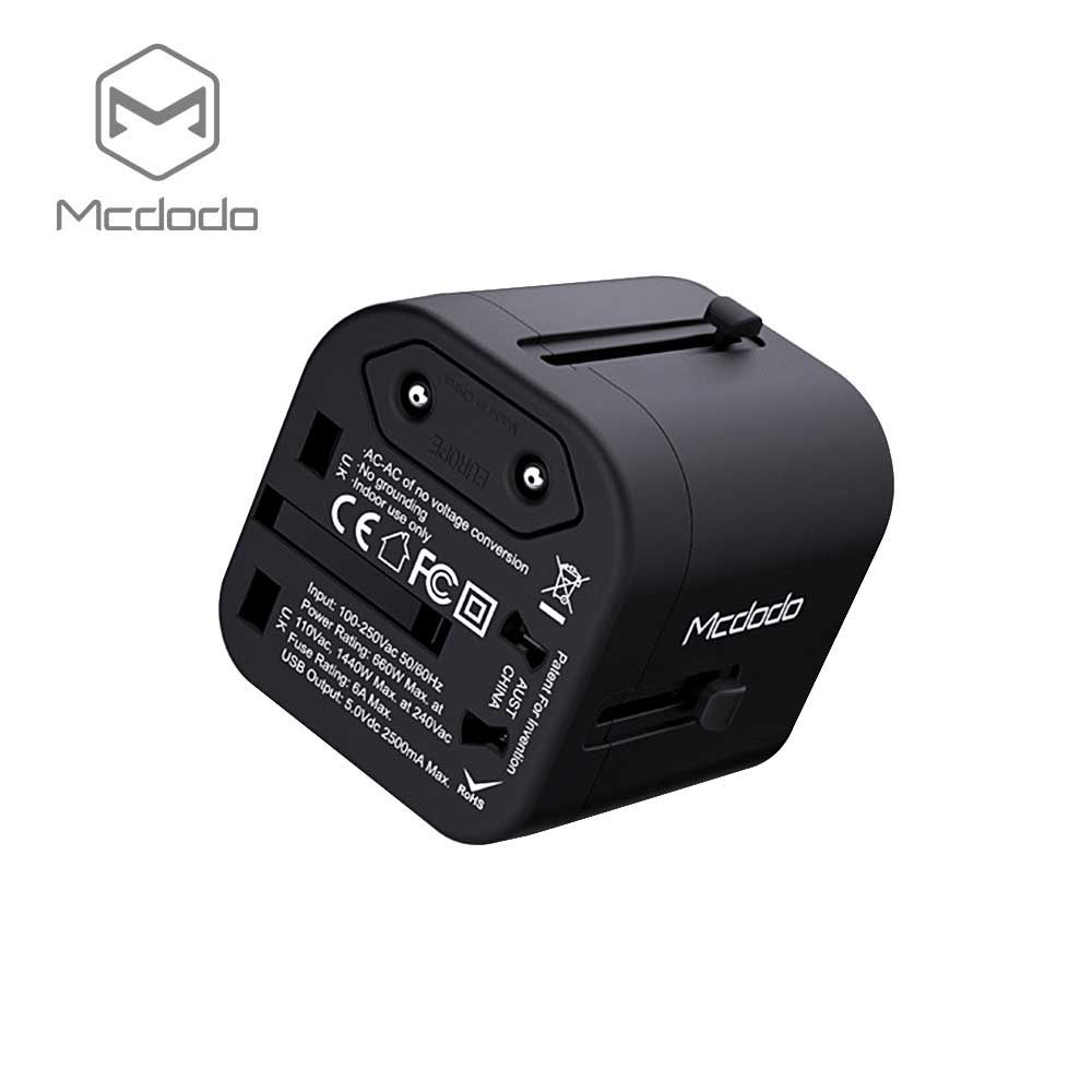 Củ Sạc Nhanh Đa Năng Mcdodo Giắc Cắm Chuẩn EU/UK/US/AU Cổng Usb Kép (5V, 2.4A) - Hàng Chính Hãng