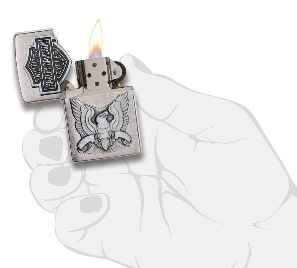 Bật Lửa Zippo Made in the USA Emblem Brushed Chrome 200HD.H284