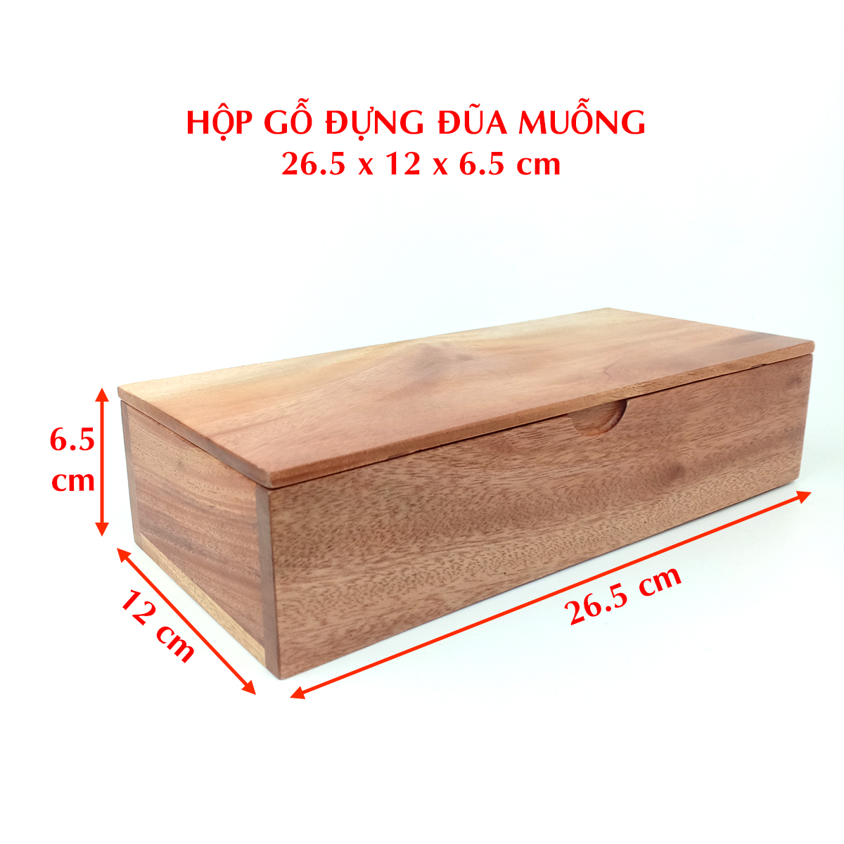 Hộp Đựng Đũa Muỗng Có Nắp Đậy Bằng Gỗ Tự Nhiên Dành Cho Nhà hàng, Quán Ăn và Gia Đình - Gỗ Kim Ngân