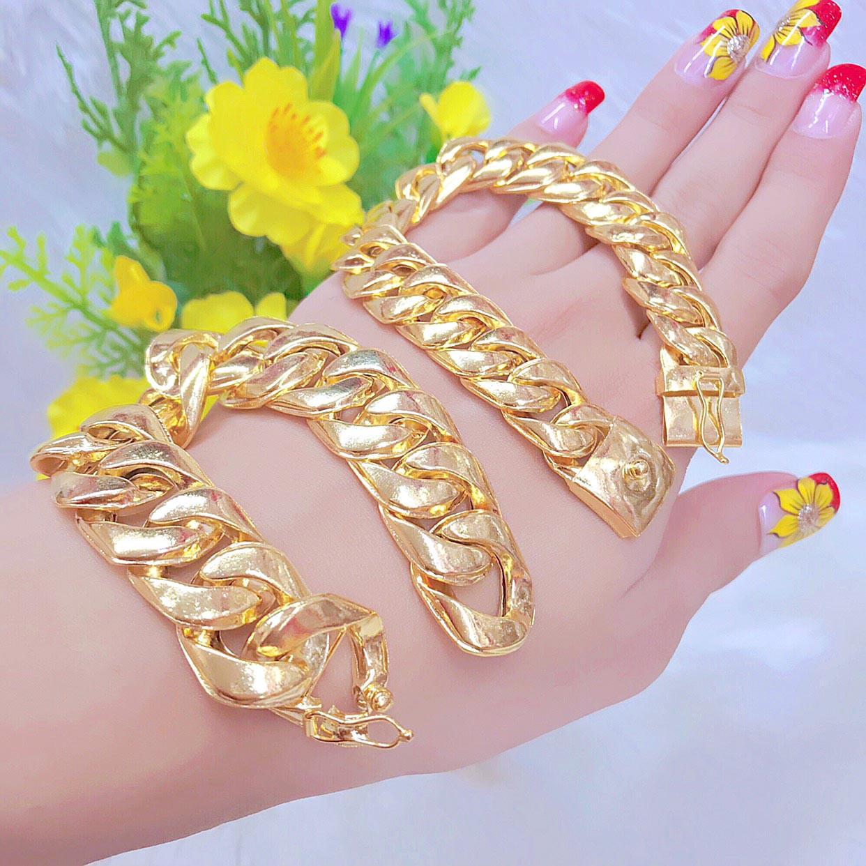 Lắc Tay Nam Mạ Vàng 18 K Mẫu 130.20.11 - Bảng To Cực Sang Trọng - Mang Tết Rất Sang