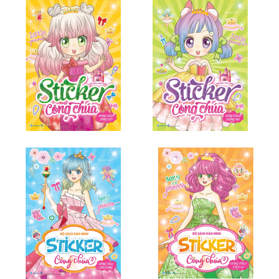 Combo Bộ Sách Dán Hình Sticker Công Chúa (Bộ 4C)