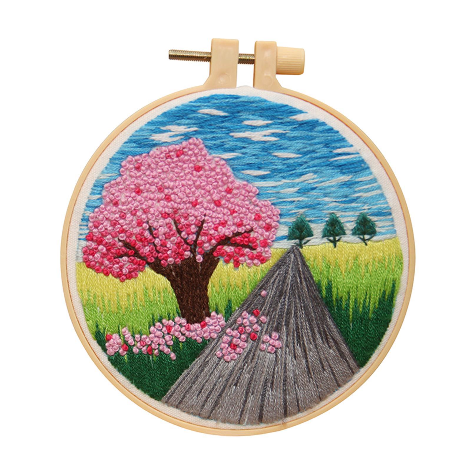 Cross Stitch Sewing Fabric Hoop Art Making DIY Embroidery Adults Peach
