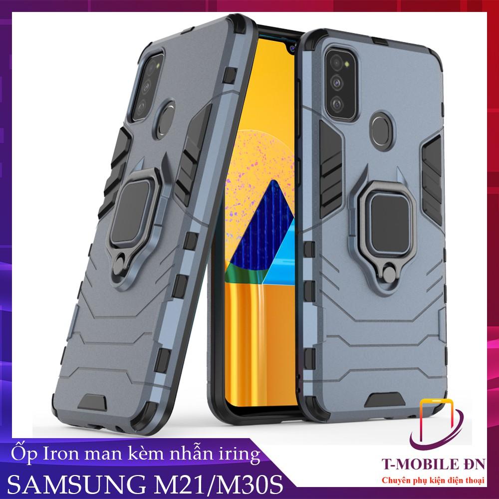 Ốp lưng cho Samsung M21 M30s iron man chống sốc kèm nhẫn xoay chống xem video bảo vệ camera