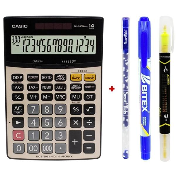 Máy Tính Văn Phòng Casio DJ 240D-W-DP Plus - Kèm Quà Chất