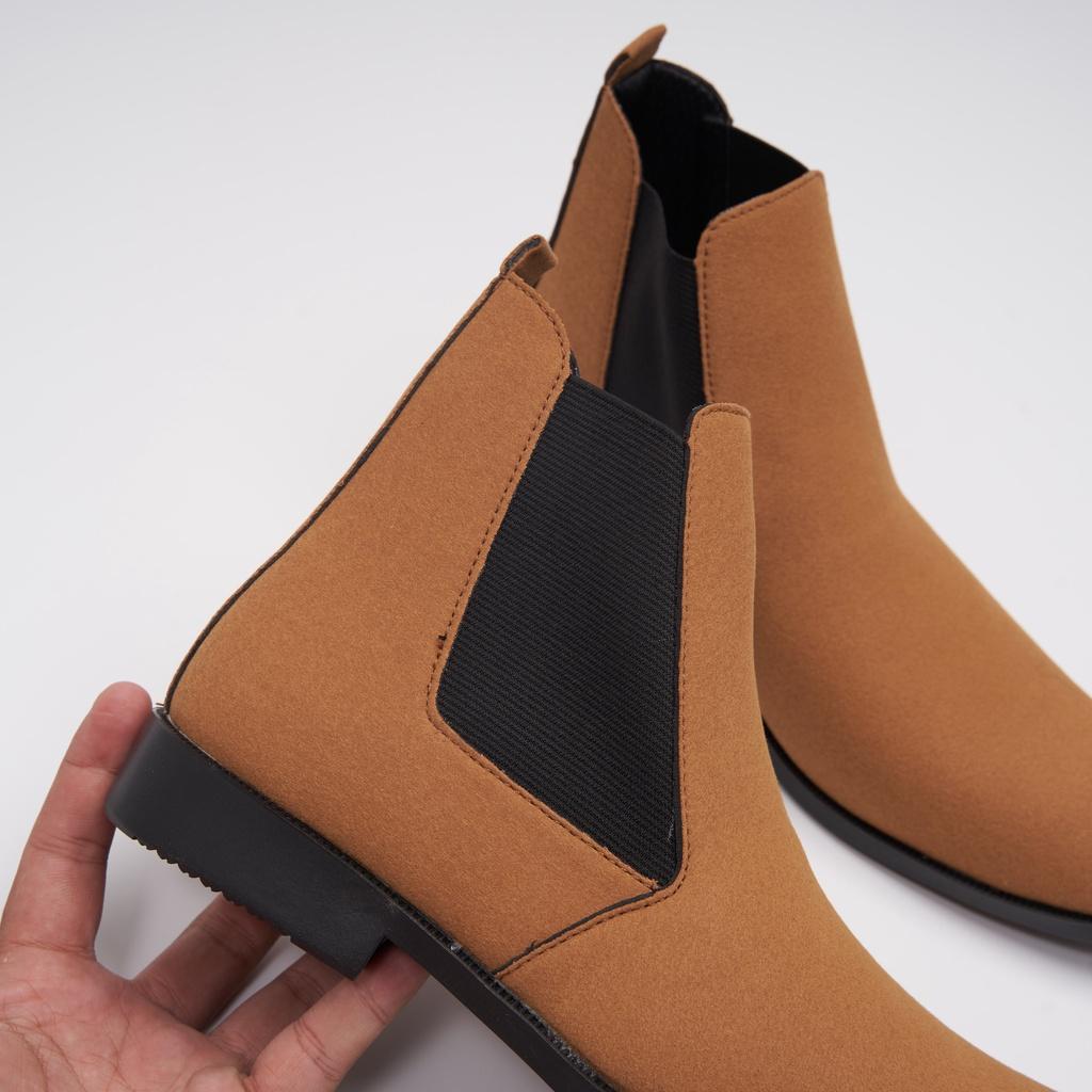 Giày bốt nam Chelsea Boots da lộn, cổ chun, đế cao 3cm khâu chắc chắn