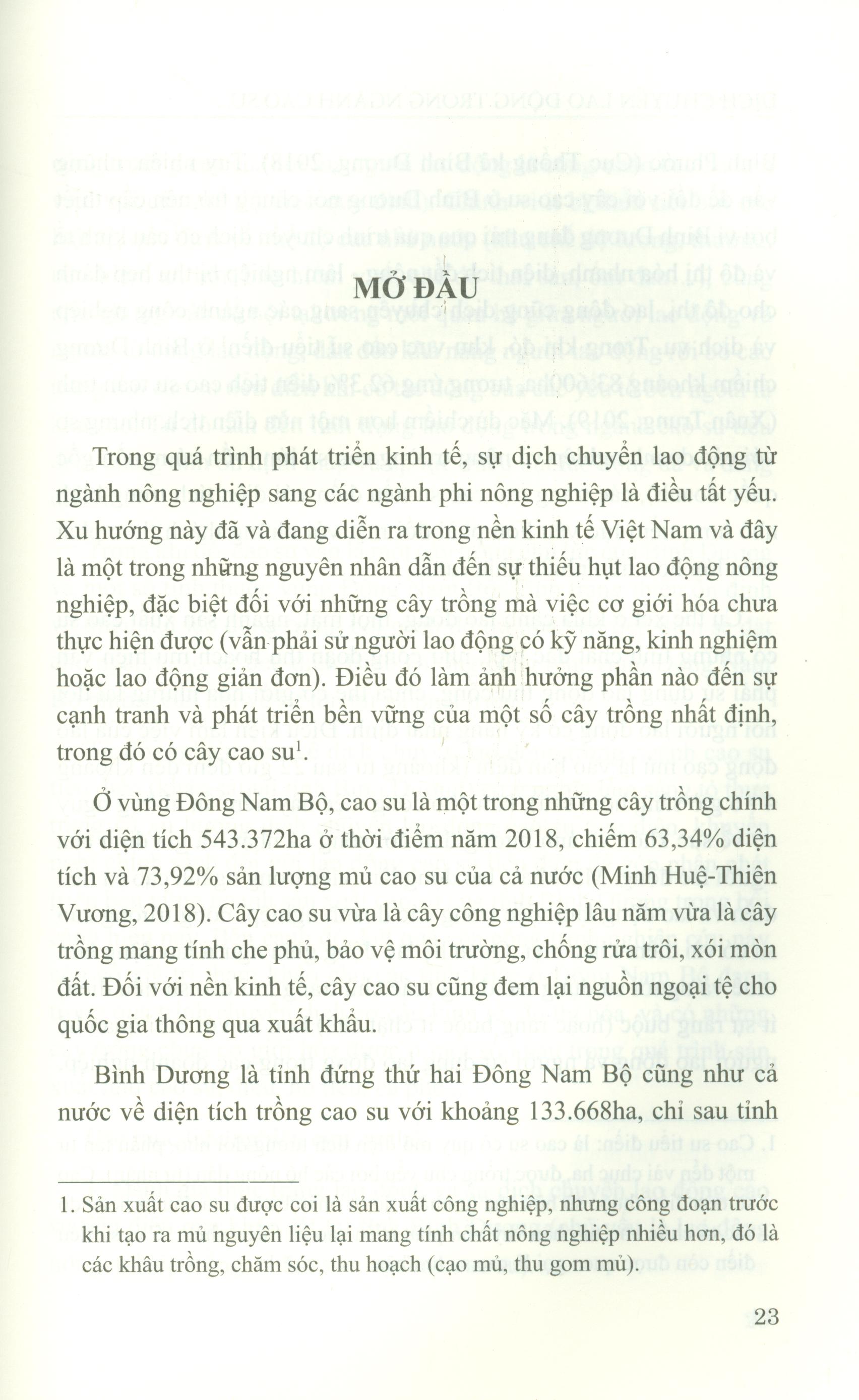Dịch Chuyển Lao Động Trong Ngành Cao Su Tiểu Điền Ở Tỉnh Bình Dương