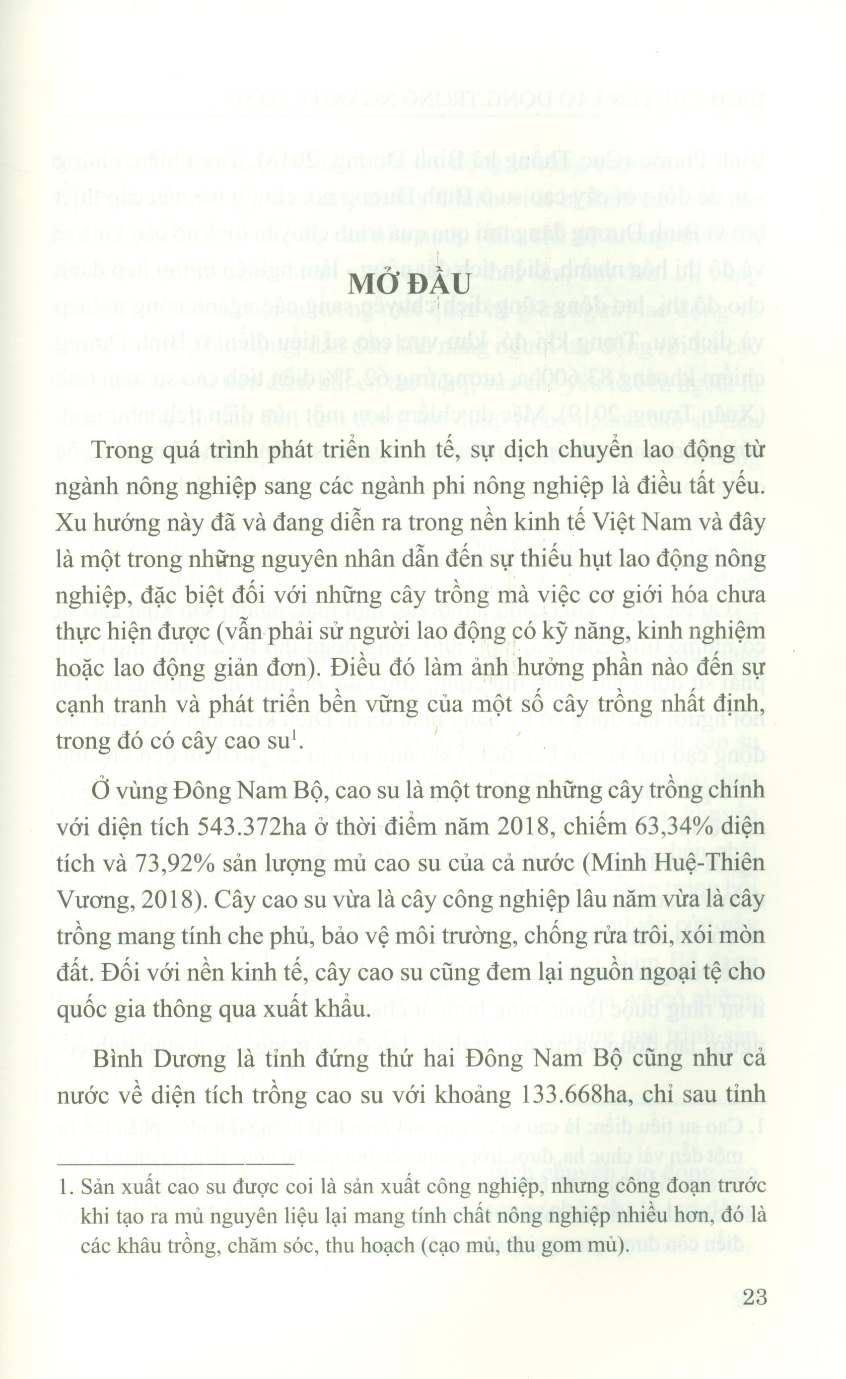 Dịch Chuyển Lao Động Trong Ngành Cao Su Tiểu Điền Ở Tỉnh Bình Dương