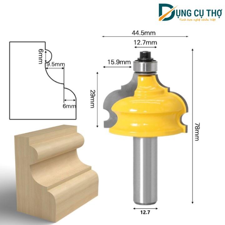 Mũi phay gỗ mũi soi phào chỉ nóc tủ, phào tủ cốt 12.7mm