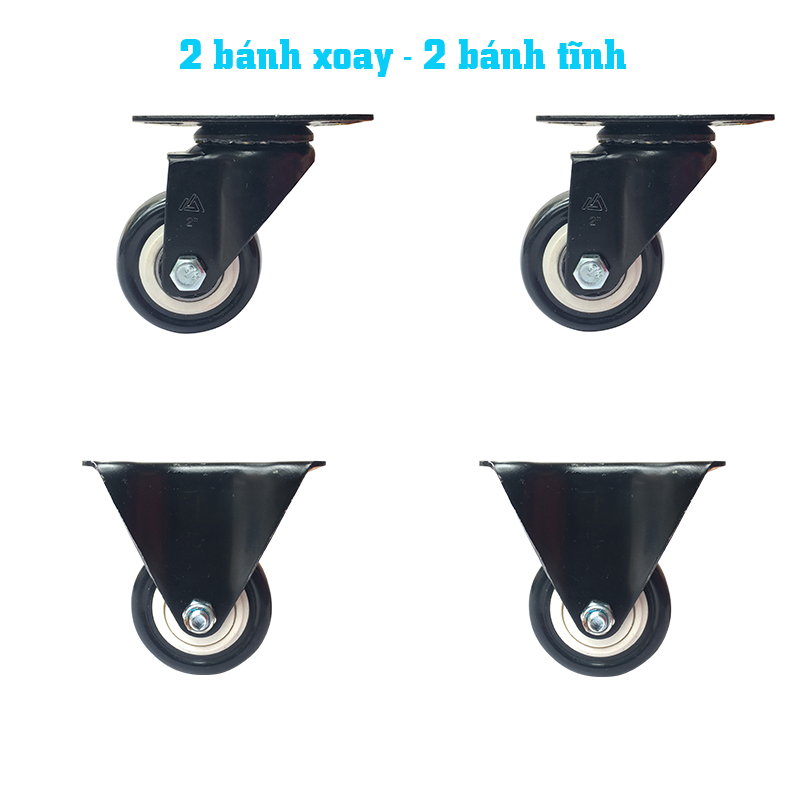 Combo 4 bánh xe đẩy cao cấp chịu tải trọng cao, KT 50x25mm - Tặng 05 nút bịt ổ điện an toàn cho trẻ