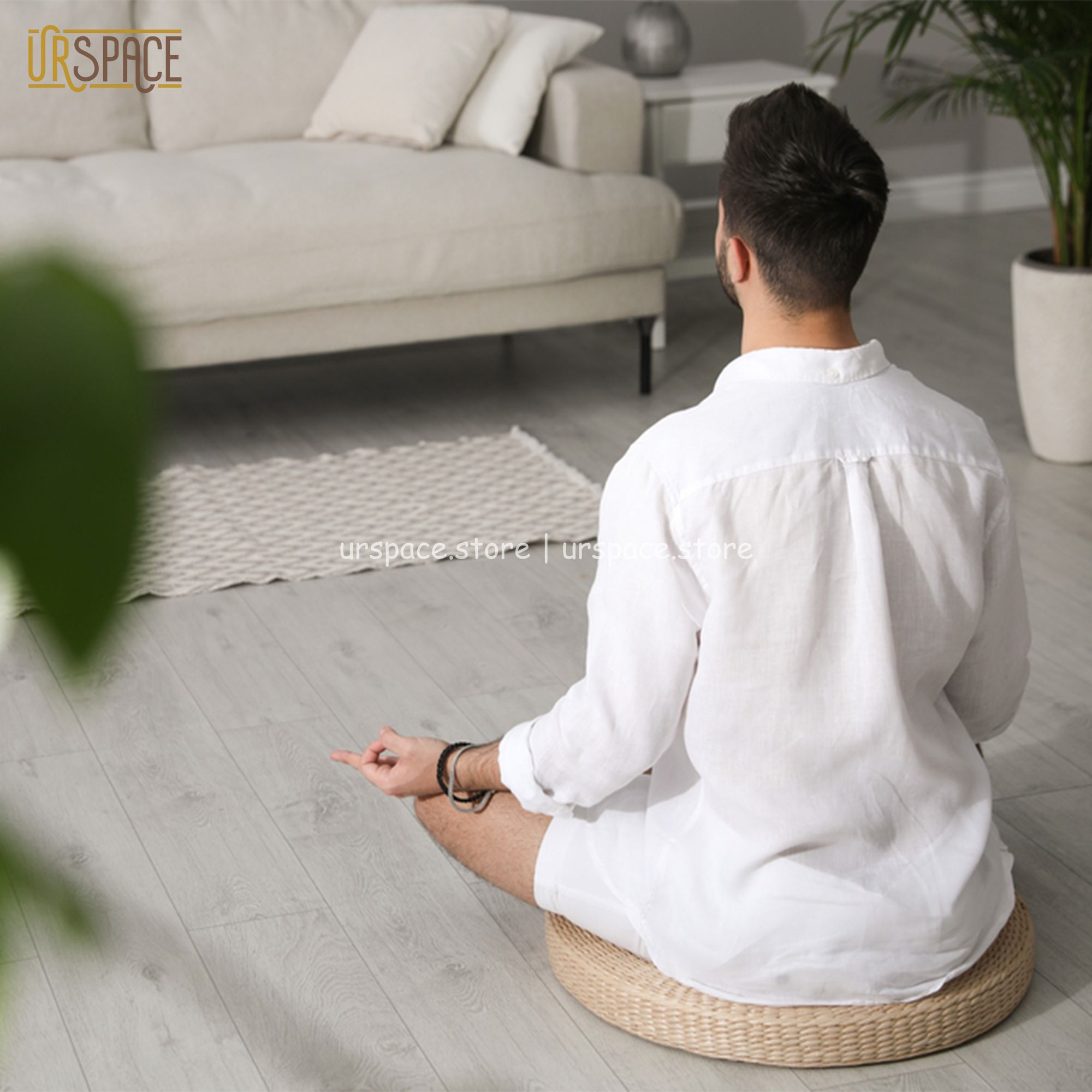 Đệm ngồi thiền lục bình đa năng hình tròn màu tự nhiên/ Hyacinth Meditation Cushion Natural color