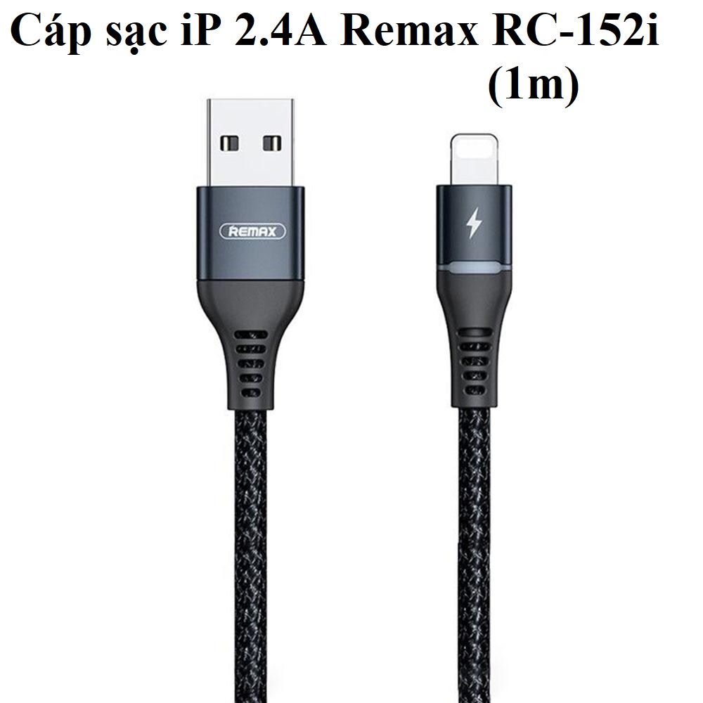 Cáp sạc và truyền dữ liệu cho iP 2.4A 1m Remax Colorful Light RC152i _ Hàng chính hãng