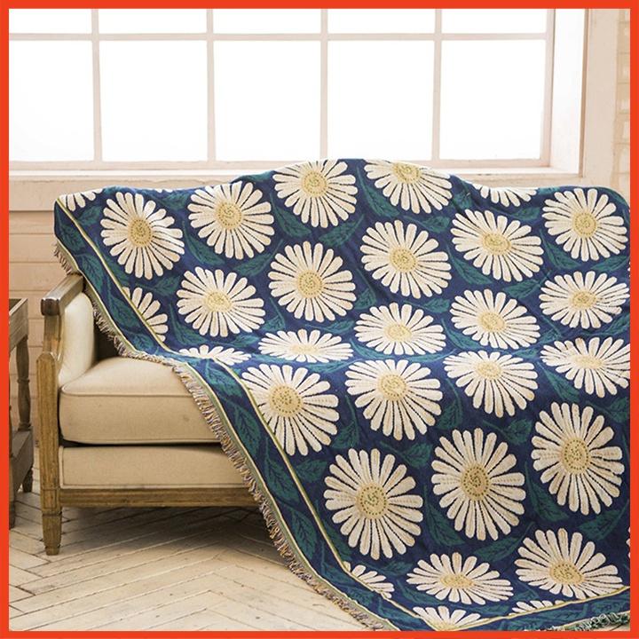 Thảm Sofa, Thảm Trang Trí Thổ Cẩm Cotton Fabric - 130cm x 180cm Hoa Cúc