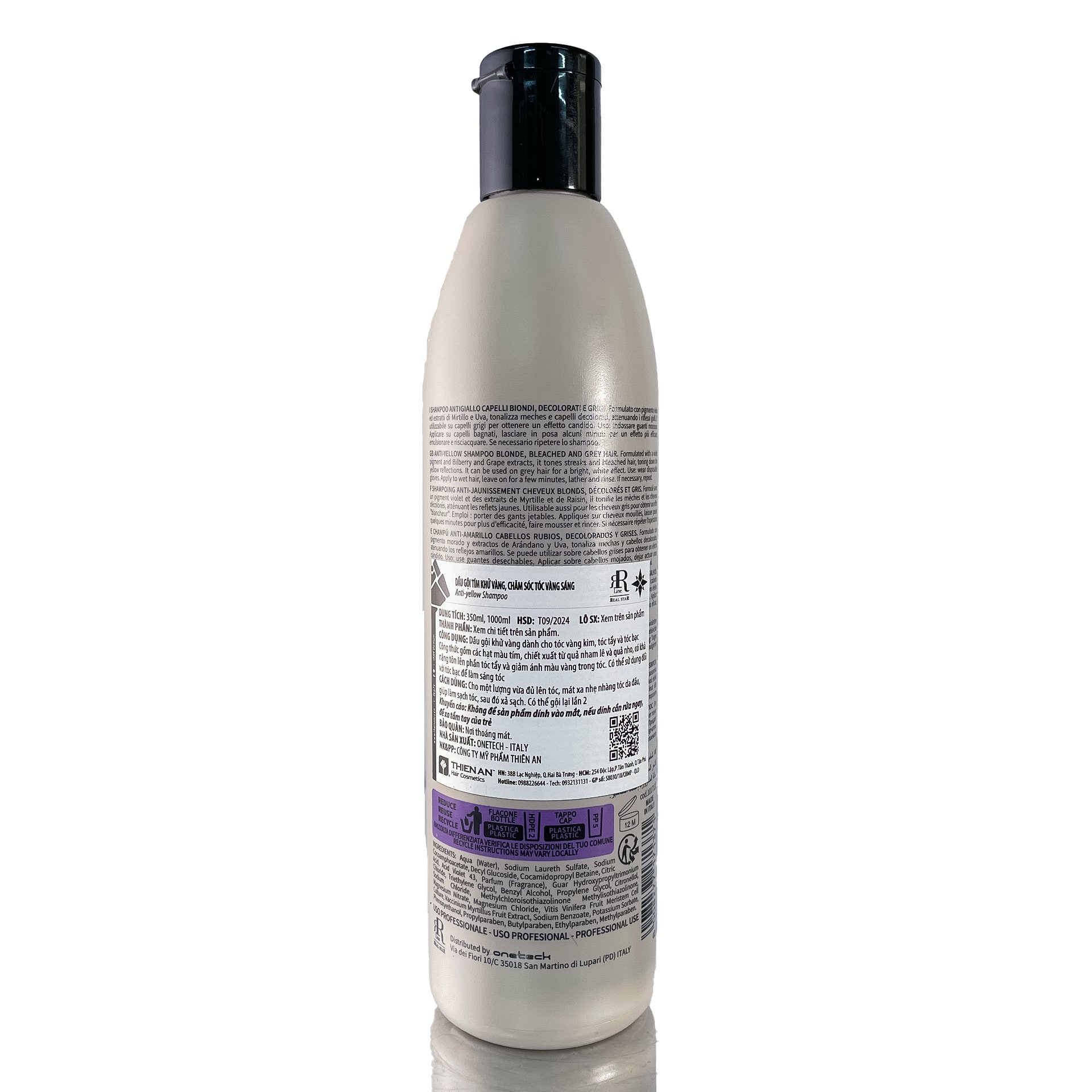 Dầu gội tím khử vàng chăm sóc và làm sáng màu tóc RRline Therapy Sliver Shampoo 350ml