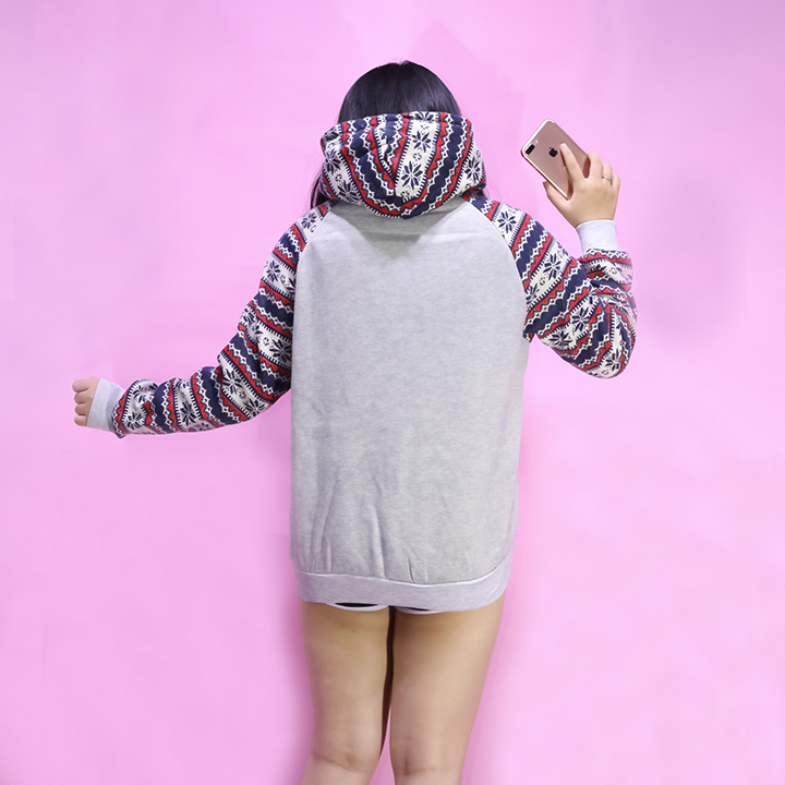 Áo thun hoodie thổ cẩm peanuts Mã: AX2792 - XÁM NHẠT
