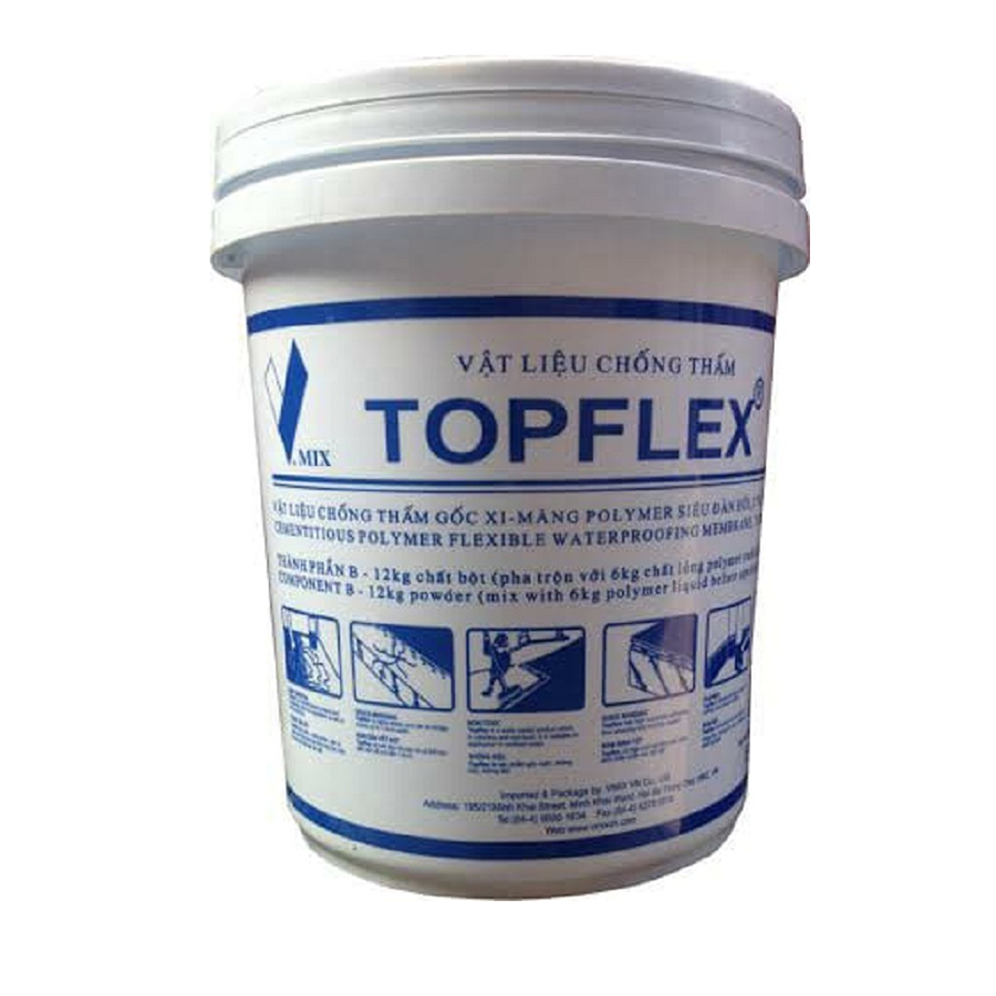 TOPFLEX 4,5KG - MÀNG LỎNG CHỐNG THẤM GỐC XI MĂNG HAI THÀNH PHẦN SIÊU ĐÀN HỒI