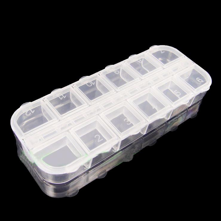 Khay đựng đá nail , hộp đựng đá nail 12 ô có nắp cậy, khay để phụ kiện nail mi đồ móng