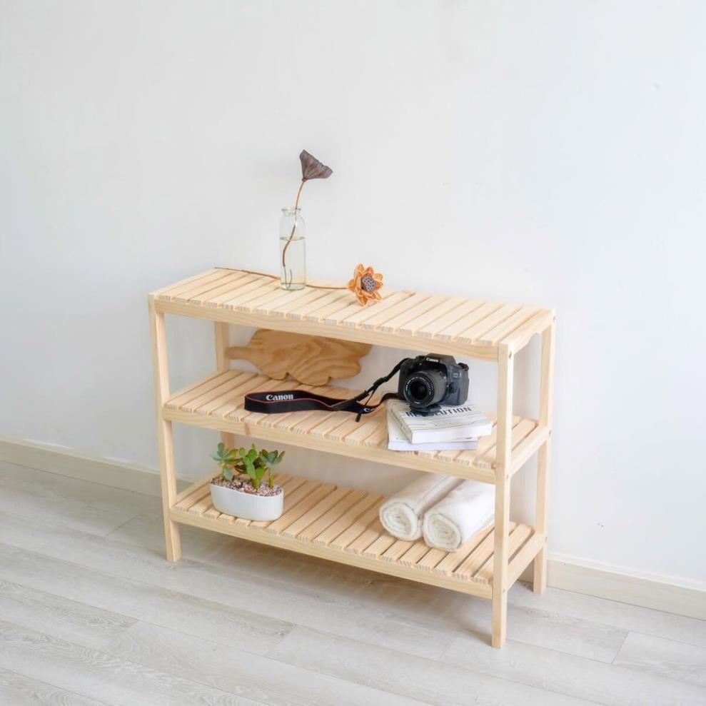 Kệ Gỗ Để Giày Dép 3 Tầng Bằng Gỗ Thông , Kệ Gỗ Đa Năng 3 Tầng Dài 100cm