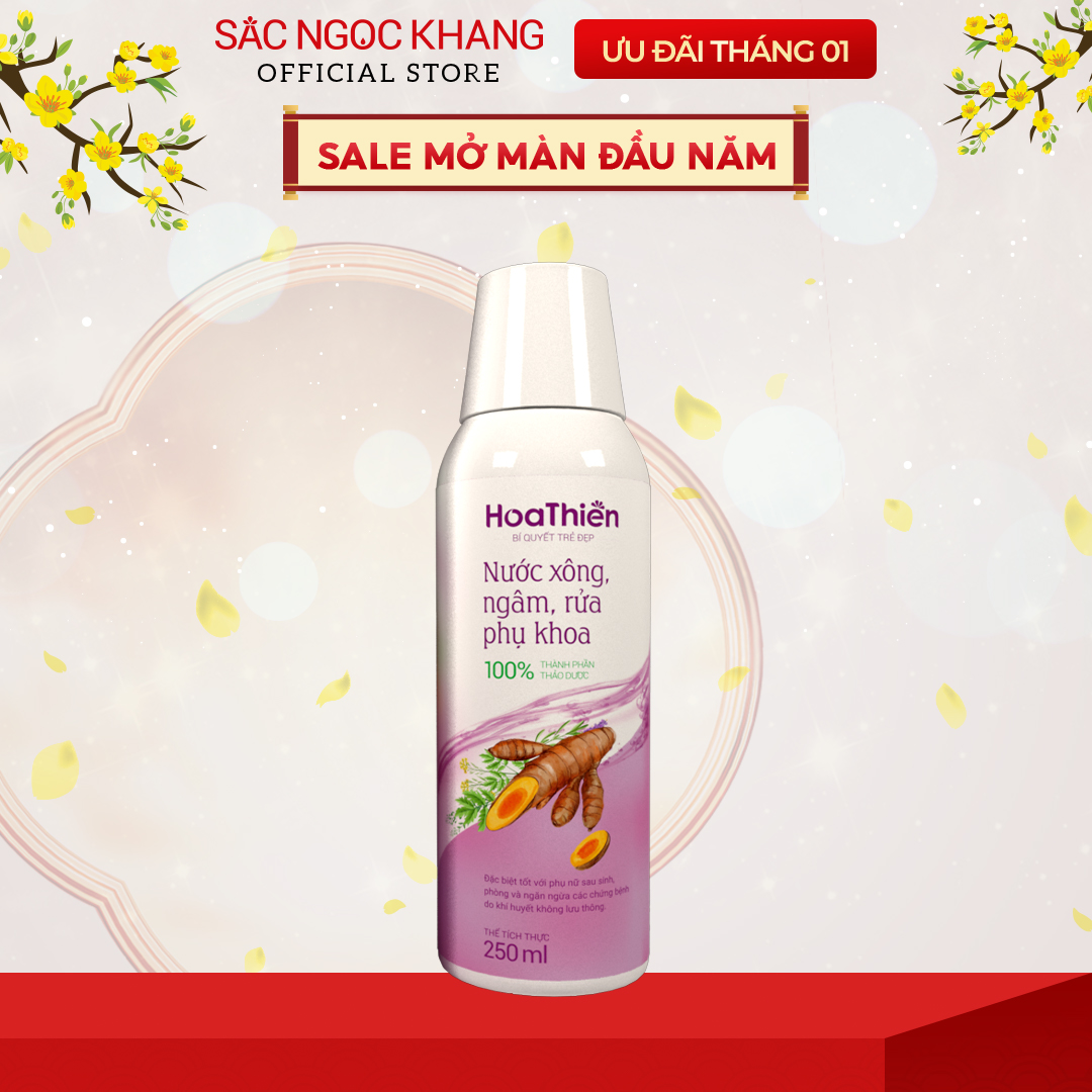 Nước xông, ngâm, rửa phụ khoa Hoa Thiên 250ml làm sạch vi khuẩn nấm ngứa, khử mùi hôi, phòng ngừa các biến chứng hậu sản sau sinh cho chị em.