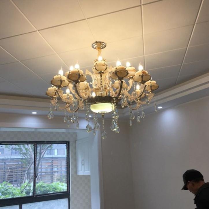 Đèn chùm trang trí pha lê ELIS cao cấp loại 15 tay chuẩn loại 1 kèm bóng LED nến (ảnh chụp lắp cho khách