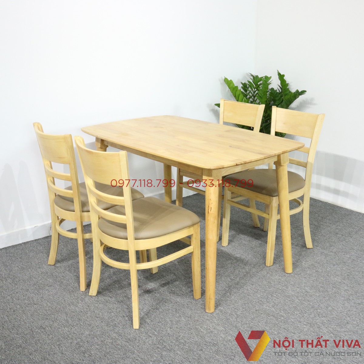 Bộ Bàn Ăn Cabin 4 Ghế Gỗ Cao Su Tự Nhiên Đẹp Giá Rẻ