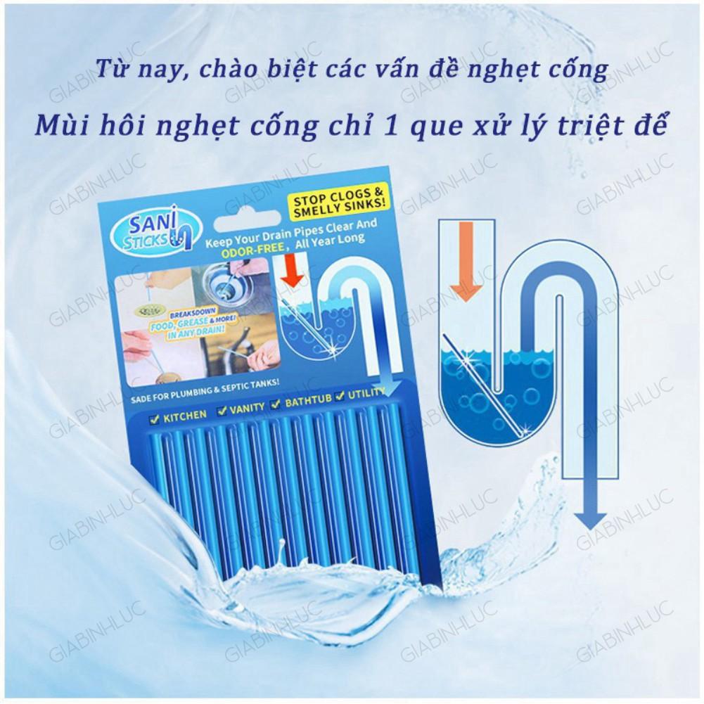 Bộ 12 Que Thông Tắc Đường Ống Nghẹt Bồn Rửa Chén Bát Tay Mặt Sani Sticks Tiện Lợi