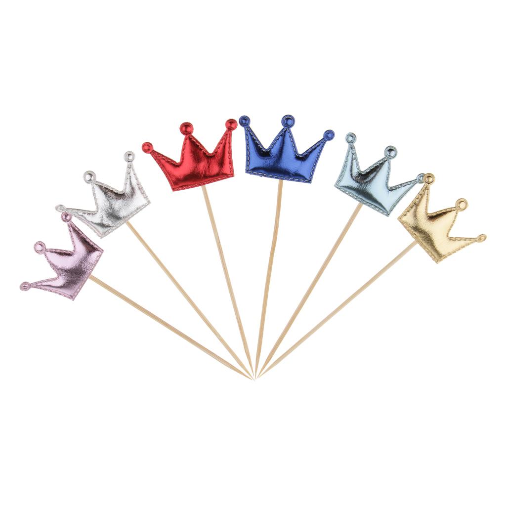 20 Pieces PU Crown Cake Topper Birthday Party Cupcake Picks Multi